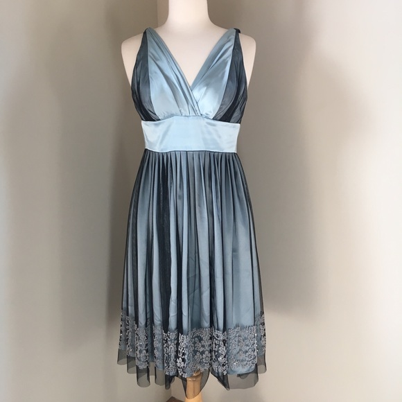 Morgan & Co satin beaded tulle dress prom 5/6 - Picture 3 of 8